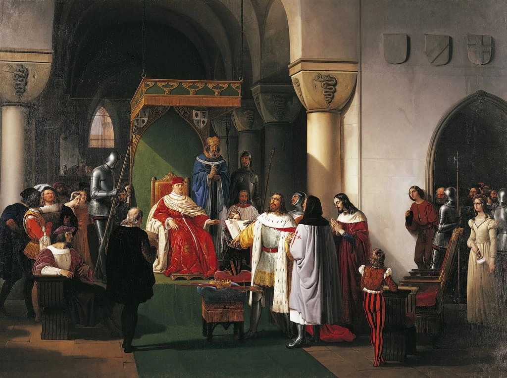 Filippo Maria Visconti Duca di Milano restituisce la corona ai Re d'Aragona e di Napoli